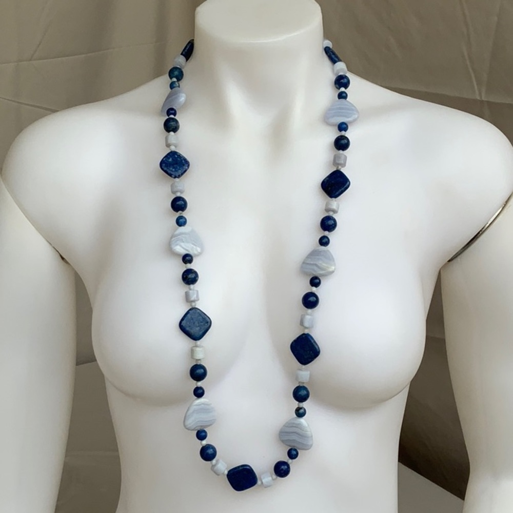 Jay King blue lace agate heart necklace